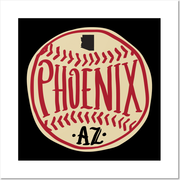 Phoenix Arizona Hand Drawn Typography Baseball T-Shirt Wall Art by goodwordsco